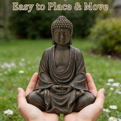 9.8" Buddha Statue Outdoor, Resin Garden Buddha Statue, Buddha Statues Indoor for Home Decor, Buddha Garden Statues Zen Decor for Yard, Patio, Lawn