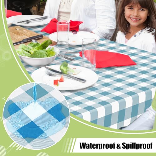 Smiry Picnic Table Cloth, Vinyl Tablecloths with Flannel Backing, 60"x102" - color: Aquamarine & White, size: 102" x 60" (Rectangular)