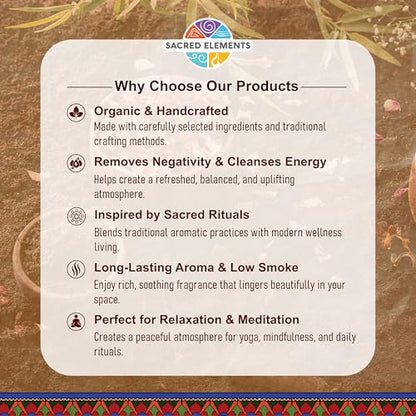 Sacred Elements Organic Incense Cones – Palo Santo Scent (Pack of 4) | Natural Aromatherapy for Energy Cleansing & Relaxation | Handcrafted, Low Smoke, Long-Lasting Fragrance for Home Use