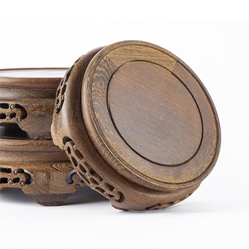 Wooden Pedestal Oriental Wooden Furniture Sturdy Stand Base - size: 9.8" L X 2.3" H