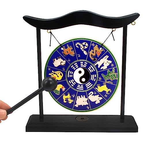 Chinese Brass Gong Tai Chi Zodiac Desktop Small Gong Meditation Bells - color: Fh1309