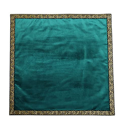 BLESSUME Wicca Square Altar Tarot Table Cloth for Reading with Card Pouch 24.4 * 24.4 inch (Green 2) - color: Green 2