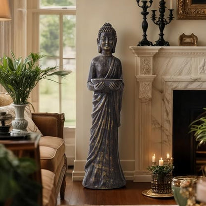 42" Buddha Outdoor Statue, Zen Meditative Figures, Gold-Black Finish - color: Antique Finish-42"