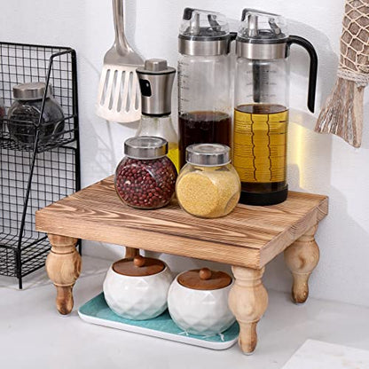 Decorative Wood Risers for Display - 12 x 9 x 5.5 Wood Pedestal Stand Table for Farmhouse Decor, Kitchen Counter Display - Wooden Kitchen Soap Tray