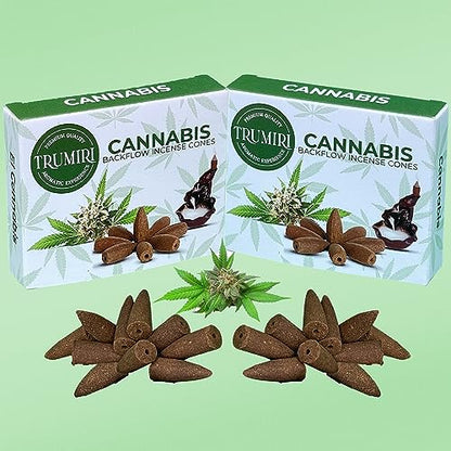 TRUMIRI Cannabis Backflow Incense Cones - Total 20 Incense Cones Waterfall - Dual Pack of 10 Incense Backflow Cones - Waterfall Incense Cones - Incense Waterfall Cones - color: Cannabis, size: Pack of 2 (20 Cones)