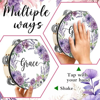 8 Inch Adult Tambourine Double Row Jingle, Grace - color: Grace, size: 8 Inch