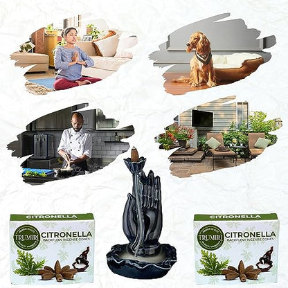 TRUMIRI Citronella Backflow Incense Cones - 20 Cones, 2 Packs of 10, Waterfall Incense Cones - color: Citronella, size: Pack of 2 (20 Cones)