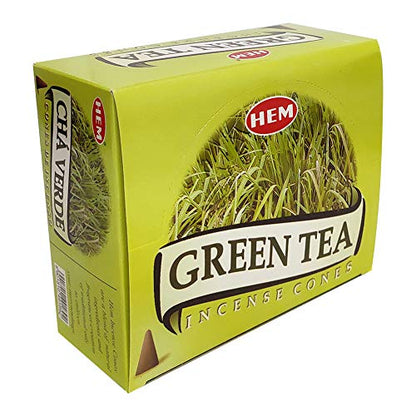 Green Tea Incense Cones and Cone Incense Burner Bundle Insence Insense Hem Incense - color: Green Tea