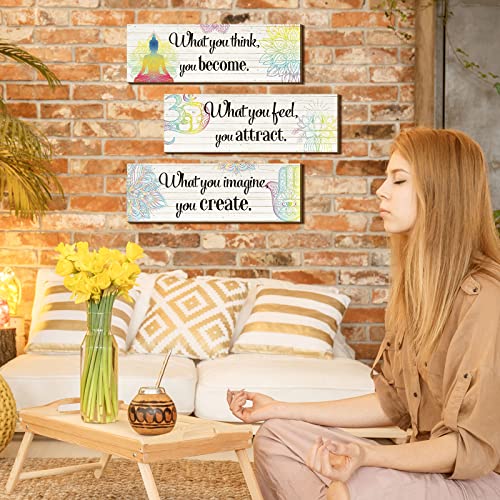 Yerliker 3 Pcs Buddha Wall Art Meditation Decor Zen Quote Signs, White - color: What You Think
