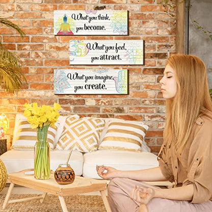 Yerliker 3 Pcs Buddha Wall Art Meditation Decor Zen Quote Signs, White - color: What You Think