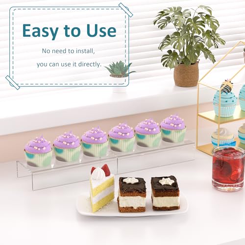 Acrylic Shelf Riser 10x4.3x2 pack of 2, Clear Display Shelf 10” for Figure, Cosmetics, Bags, Shoes, Toys, Collectibles, 10x4.3x2 Inch - size: 10x4.3x2 Inch
