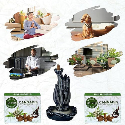 TRUMIRI Cannabis Backflow Incense Cones - Total 20 Incense Cones Waterfall - Dual Pack of 10 Incense Backflow Cones - Waterfall Incense Cones - Incense Waterfall Cones - color: Cannabis, size: Pack of 2 (20 Cones)