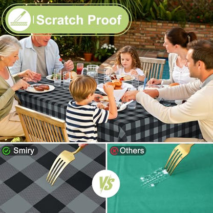 Smiry Picnic Table Cloth, Vinyl Tablecloths with Flannel Backing, 60"x102" - color: Black & Grey, size: 102" x 60" (Rectangular)