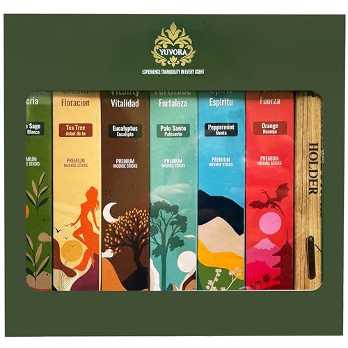 Aromatic Incense Sticks Gift Set – 120 Natural & Non-Toxic Incense Sticks | 6 Soothing Scents | Home, Meditation, Relaxation & Yoga | Free Incense Holder | Inciensos - Gifts for Women