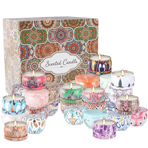YOROXRG 36 Pack Multicolored Scented Candles Gifts Soy Wax Travel Tin Jar Candles for Home 2.5 OZ for Mom,Christmas, Home Scented Decoration Birthday, Thanksgiving, Mother's Day(Color: Brown) - color: 36 Multicolour