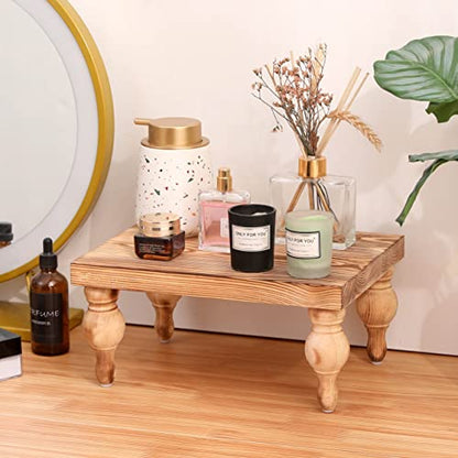 Decorative Wood Risers for Display - 12 x 9 x 5.5 Wood Pedestal Stand Table for Farmhouse Decor, Kitchen Counter Display - Wooden Kitchen Soap Tray