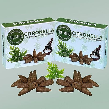 TRUMIRI Citronella Backflow Incense Cones - 20 Cones, 2 Packs of 10, Waterfall Incense Cones - color: Citronella, size: Pack of 2 (20 Cones)