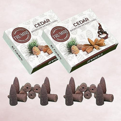 Cedar Backflow Incense Cones - 60 Total, Six Packs of 10, Waterfall Effect - color: Cedar, size: Pack of 6 (60 Cones)