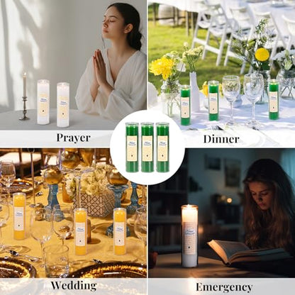 KONNI Pillar Candles in Glass Set of 3, 2x8 Inch Green Candle - color: Green
