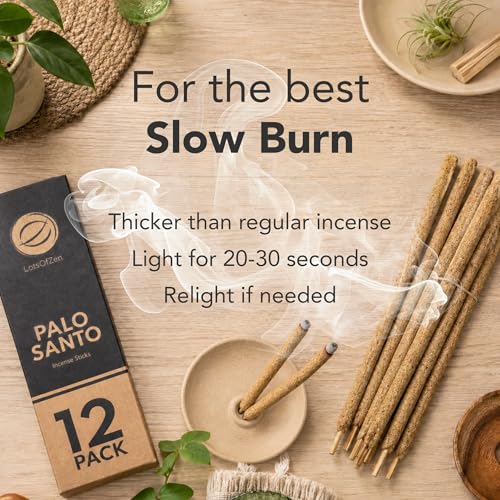 Thick Palo Santo Incense Sticks, 12 Pack Large Handmade Sticks of 8 inch - color: Palo Santo