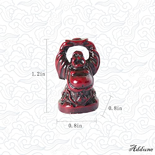 Set of 6 Chinese Laughing Lucky Buddha Statues Resin Happy Buddha Figurines Feng Shui for Luck Wealth Good Gift and Collection (1'', Dark red) - color: Dark Red, style: 1''