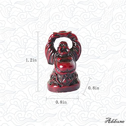 Set of 6 Chinese Laughing Lucky Buddha Statues Resin Happy Buddha Figurines Feng Shui for Luck Wealth Good Gift and Collection (1'', Dark red) - color: Dark Red, style: 1''