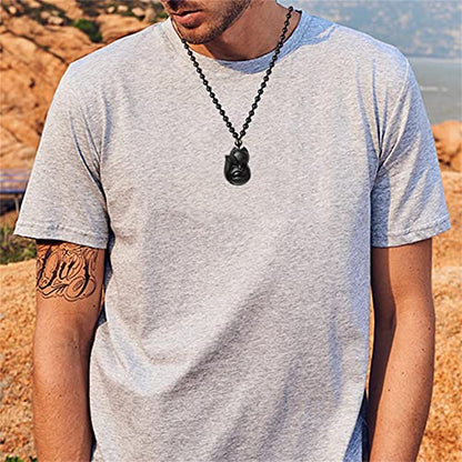 ASGIFT Black Obsidian Necklace Lucky Amulet Protection Pendant with Extended Bead Chain Healing Crystal Stone Talisman Necklaces Jewelry - color: Fox-L