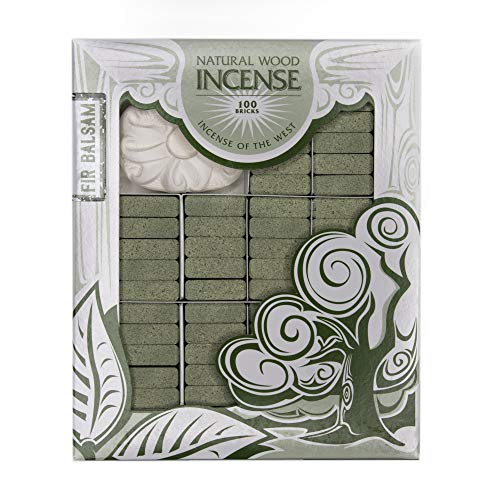 Incienso de Santa Fe - Fir Balsam Natural Wood Incense Bricks with Holder, 100 Count - Made in the USA - color: Fir Balsam, size: 100