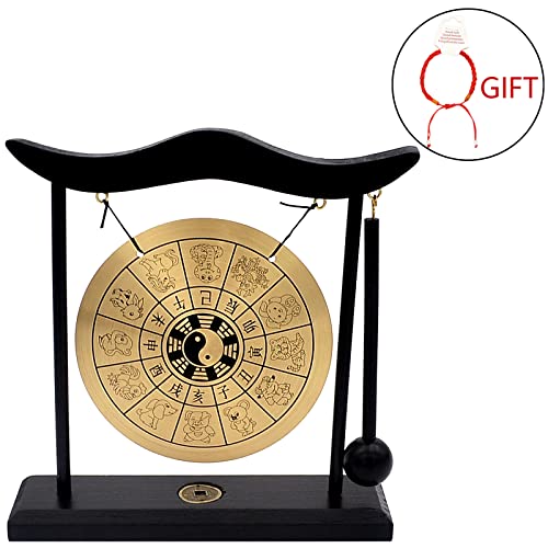 Feng Shui Brass Gong Desktop Zen Art for Fortune + Free Red String Bracelet H1304 - color: H1304
