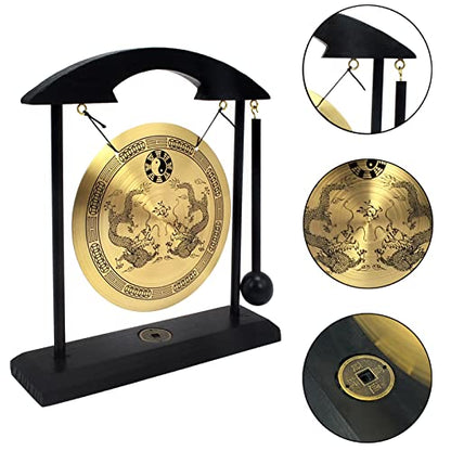 Fengshuibringluck Fengshui Gong I Ching Dragon Tai Chi Meditation Desktop Decoration, Gold, 8.58 x 7.54 x 2.13 in, FH1302 - color: Gold
