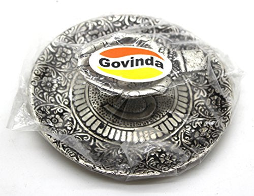 Govinda - Tibetan Incense Burner Offering Hands with OM - 4.5 Inches Diameter X 1.25 Inches High