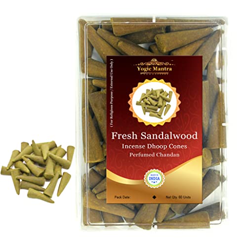 Sandalwood Dhoop Incense Cones | 60 Pcs | 1.5" | Aromatic Chandan Fragrance