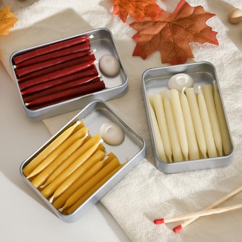 20 Minute 100% Pure Beeswax Candles, Mini Mindful Meditation Taper Candles, Smokeless & Dripless with Holder for Yoga, Prayer, Relaxation (Yellow,24 Pack) - color: Yellow