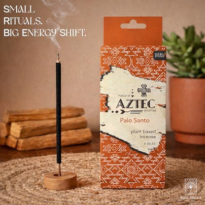 Soul Sticks Aztec | 6pc Hand Rolled Artisan Sticks for Space Clearing and Removing Negative Energy Non-Toxic Hand Crafted Plant Based Incense (Palo Santo) - color: Palo Santo