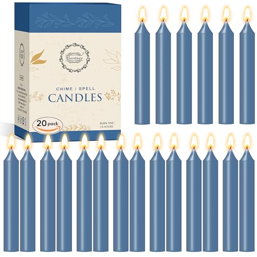Raajsee Unscented Mini Taper Candles Pack of 20, Sky Blue | 5 Inches (H) Dinner Candle Sticks| Smokeless, and Dripless| Paraffin Wax with Cotton Wicks | Long Burning Time - color: Sky Blue, size: 5 Inch - Pack of 20