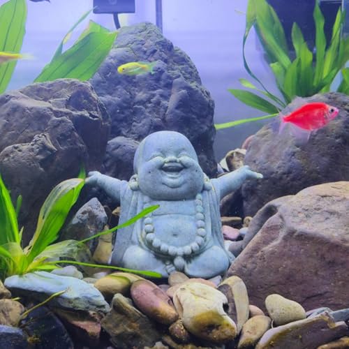 OwMell Japanese Jizo Monk Buddha Statue Figurine Aquarium Garden Decor - color: Laughing Buddha Small