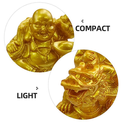 Hemobllo Laughing Buddha Statue Resin Craft Buddha Figurine Home Decor for Desk Bookshelf Living Room Meditation Space Chinese Home Decor 2.95 X 2.75 X 2.04 in
