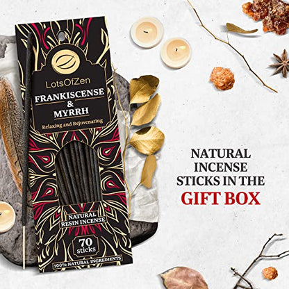 LOTS OF ZEN Frankincense and Myrrh Natural Resin Incense Sticks, 70 Count - color: Gray