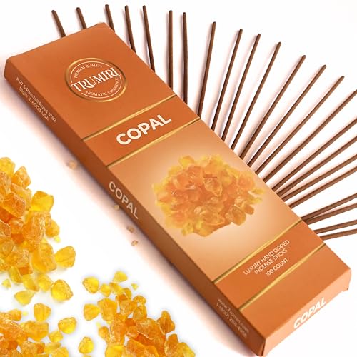 Copal Incense Sticks - Pack of 100 Insence-Sticks for Spiritual Purification - Made with Natural Non Toxic Incienso De Copal - Scented Insense Agarbatti Incents - color: Copal