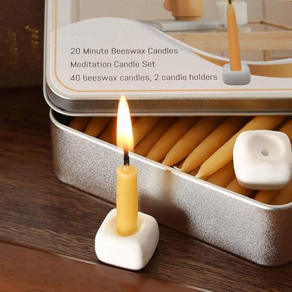 20 Minute Mini Candles Set,2.6 Inch Small Bees Wax Taper Meditation Candles 40Pcs,Candles Smokeless,Dripless for Home,Womens Gifts Yogas-Yellow - color: Raw, size: 40