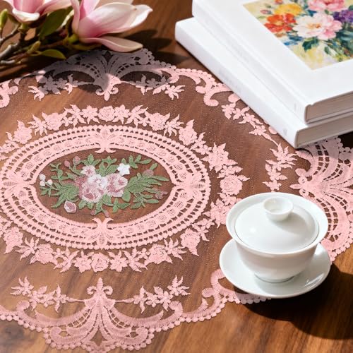 Retro Lace Embroidered Placemats,French Crochet Doilies,Set of 6 - color: Blue