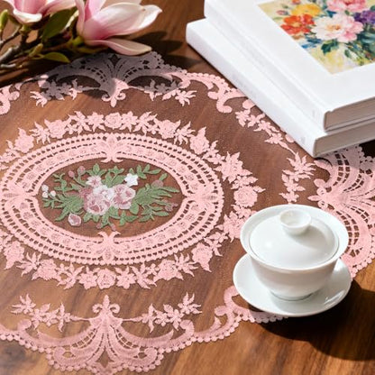 Retro Lace Embroidered Placemats,French Crochet Doilies,Set of 6 - color: Blue
