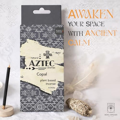 Soul Sticks Aztec Cinnamon Resin Incense Sticks, 90 Hrs Burn Time – 100% Natural, Hand-Rolled & Slow-Burning 6 Pcs| Artisan Blend for Yoga, Meditation, Relaxation, Aromatherapy (Copal) - color: Copal