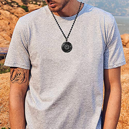ASGIFT Black Obsidian Necklace Lucky Amulet Protection Pendant with Extended Bead Chain Healing Crystal Stone Talisman Necklaces Jewelry - color: Dragon-Phoenix