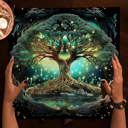 Trees of Life Altars Cloth Tarots Cards Tablecloth Divinations Cards Table Cloth Square Tapestry Witchcrafts Supply