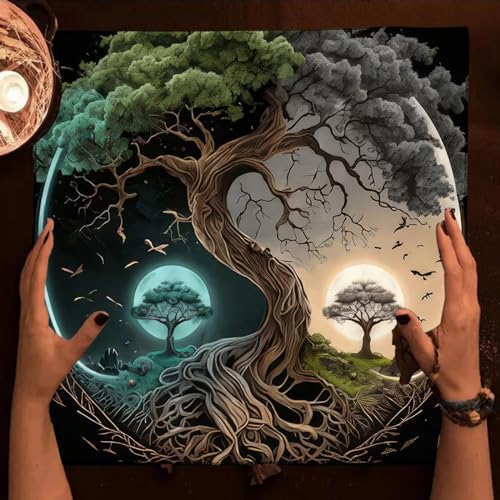 Trees of Life Altars Cloth Tarots Cards Tablecloth Divinations Cards Table Cloth Square Tapestry Witchcrafts Supply