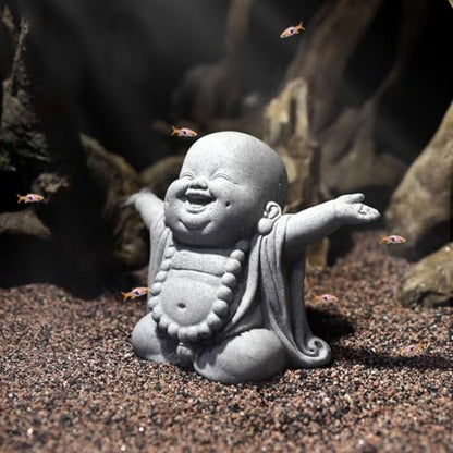 OwMell Japanese Jizo Monk Buddha Statue Figurine Aquarium Garden Decor - color: Laughing Buddha