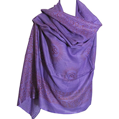 Om Ohm Mantra Yoga Meditation Cotton Altar Cloth Prayer Shawl Tapestry Large - color: Purple