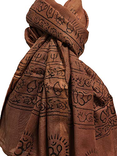 Om Ohm Mantra Yoga Meditation Cotton Altar Cloth Prayer Shawl Tapestry Large - color: Brown