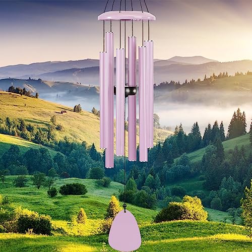 FSVGYY Wind-Chimes-Outdoor-Deep-Tone, Large Soothing Melodic Tones Windchimes, Wind Chimes for Outside, Memorial Wind Chime Best Gift for Mom Women Grandma Neighbors(32" Pink Coated Aluminum) - color: Pink, size: 32"